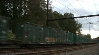 CSX Q702-13, CSX Q174-12, NS 17G and SEPTA at Woodbourne, Pennsylvania on 10/13/2009