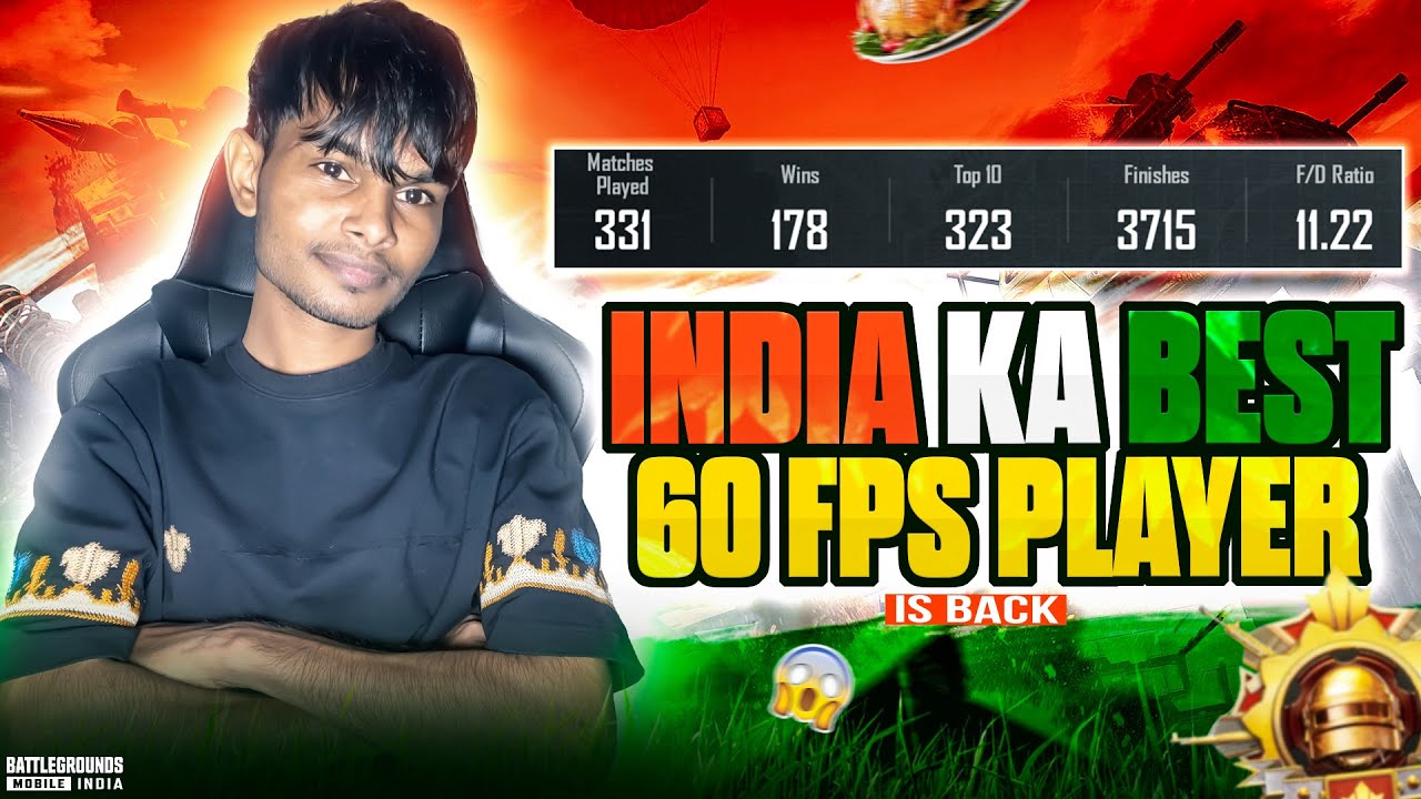 TOP 100 INDIA KA BEST 60 FPS PLAYER IS BACK WITH CONQUEROR | BGMI LIVE ...