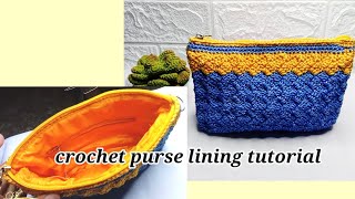 crochet tutorial / crochet purse Lining tutorial / membuat furing dompet sendiri