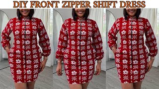 How To Sew a Shift Gown with Front Zipper Bishop Collar Bishop Sleeves Easy Sewing Tutorial