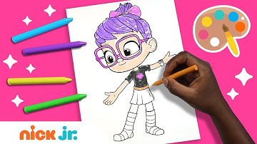 How to Color in Abby from Abby Hatcher 🤓 Coloring Pages 🖍 | Stay Home #WithMe | Nick Jr.