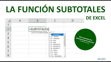 La función SUBTOTALES de Excel