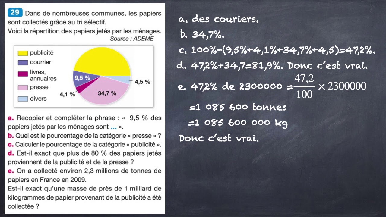 6e - organisation et gestion des données - 7 exercices correction - YouTube