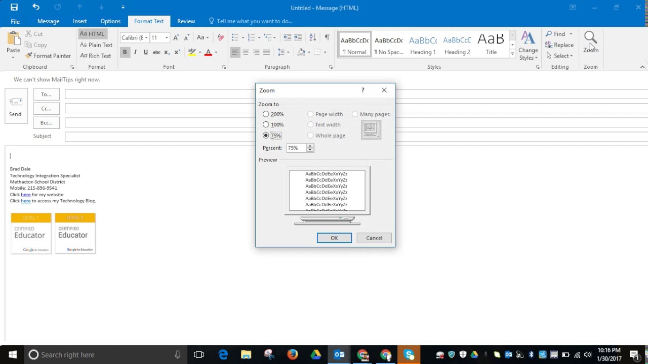 Small Text In Your Outlook E mail Solution YouTube