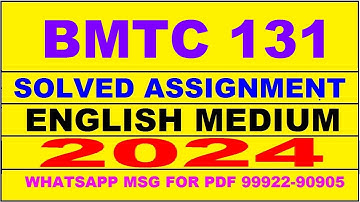 bmtc 131 solved assignment 2024 | bmtc 131 solved assignment in english 2023-24 | bmtc 131 2024