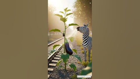 Zebra saved the brinjal from tree drying up by watering it 😭 #ai #save  #tree #zebra #train #shorts