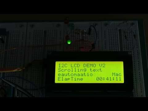 Arduino I2C LCD Scrolling text + toggling LEDs