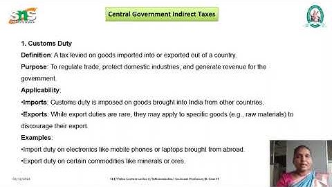 Video Lecture Series  2 I Tax Structure in India I S Meenakshi I AP I B com IT I SNS Institutions