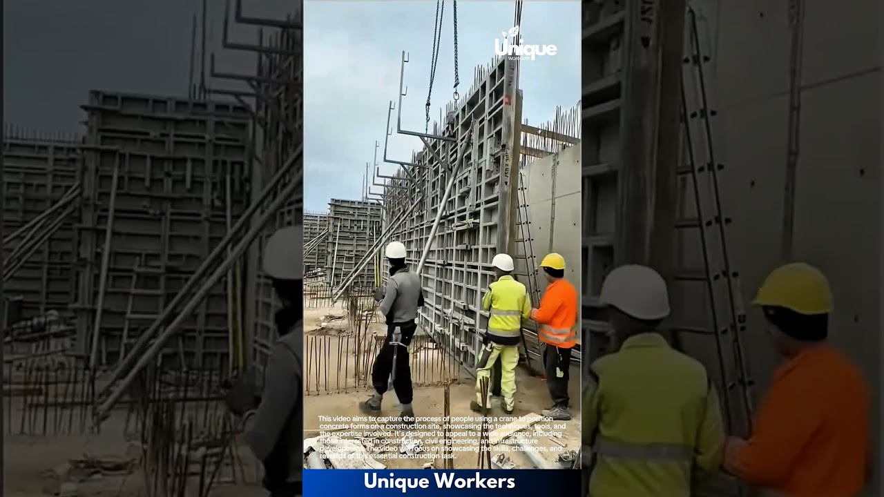 Concrete formwork: using a crane to build walls