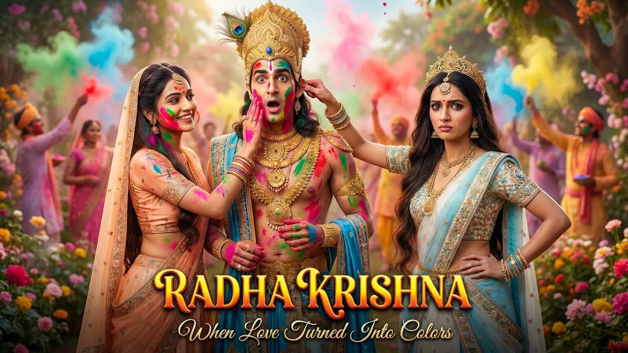 जब पहली बार रंगों में डूबे राधा कृष्ण || Radha Krishna’s First Holi – Where Divine Love Began