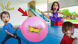 Eylül Jimnastik Hareketleri Yaparak Dev Balon Şişirdi Tufan Çok Korktu Balondan Kaçtı