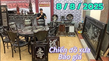 8/8/2025 bàn ghế ăn rẻ khảm ốc, tranh đồng quê, khảm ảnh, đĩa gỗ, chân chò, khay trà