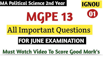 MGPE 13 Important Questions June 2025 | mgpe 013 important questions with answers