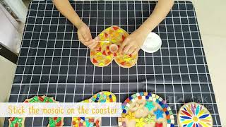 Wholesale colorful mini glass mosaic coasters diy art crafts mosaic kit