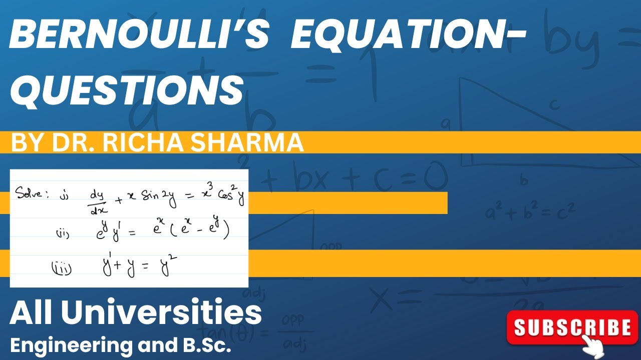 Lecture-9|Questions on Bernoulli’s Differential Equation | Higher ...