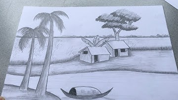 Hướng dẫn vẽ tranh phong cảnh bằng bút chì | How to draw scenery with pencil