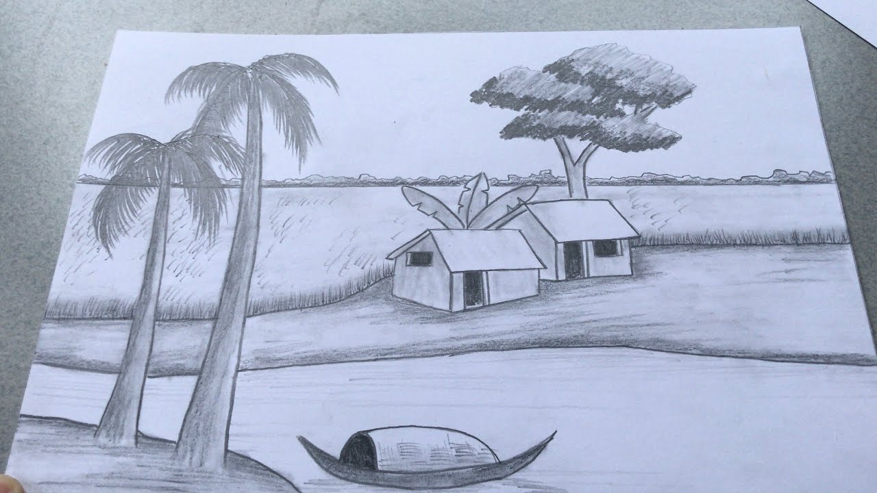 Hướng dẫn vẽ tranh phong cảnh bằng bút chì | How to draw scenery with  pencil - YouTube