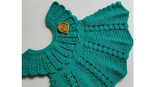 beautiful❤️ crochet baby frock (2 to 4) year ( any size ) with English subtitle screenshot 5