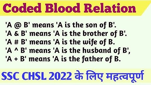 Coded blood relation Reasoning | SSC CHSL 2022 / Railway/ MTS Hawaldar के लिए महत्वपूर्ण #ssc #chsl
