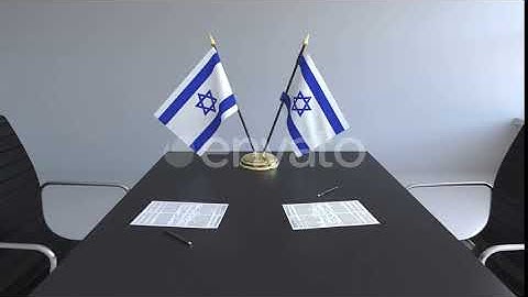 Flags of Israel and Papers on the Table | Motion Graphics - Envato elements