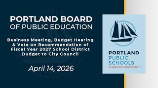 April 14, 2026 Business Meeting, Budget Hearing/Vote on FY27 Budget Recommendation to City Council