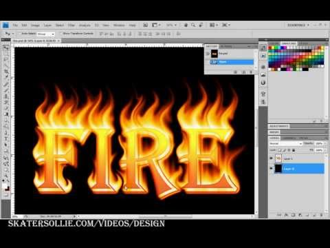 Fire and flame font text design tutorial in adobe photoshop cs
