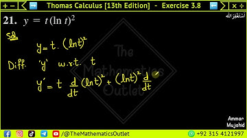 Thomas calculus exercise 3.8 Q17 to Q22 | Derivatives of Logarithmic Functions || Lec 4