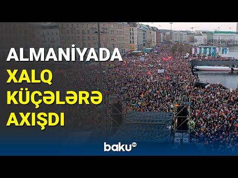 Almaniyada sağçı qüvvələrə qarşı etiraz aksiyası keçirilib