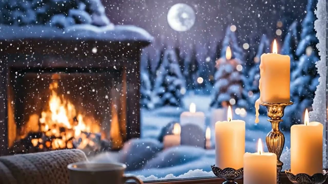Cozy Winter Window 🕯️❄️ | 12 Hours Falling Snow Ambience for Sleep, Study & Relaxation