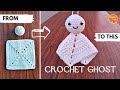 Halloween Crochet Ghost with a crochet granny square| Easy Amigurumi Pattern for Beginners