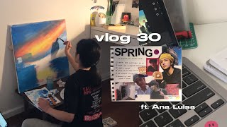 a day in my life in quarantine; setting spring goals, painting, playing uno ☻