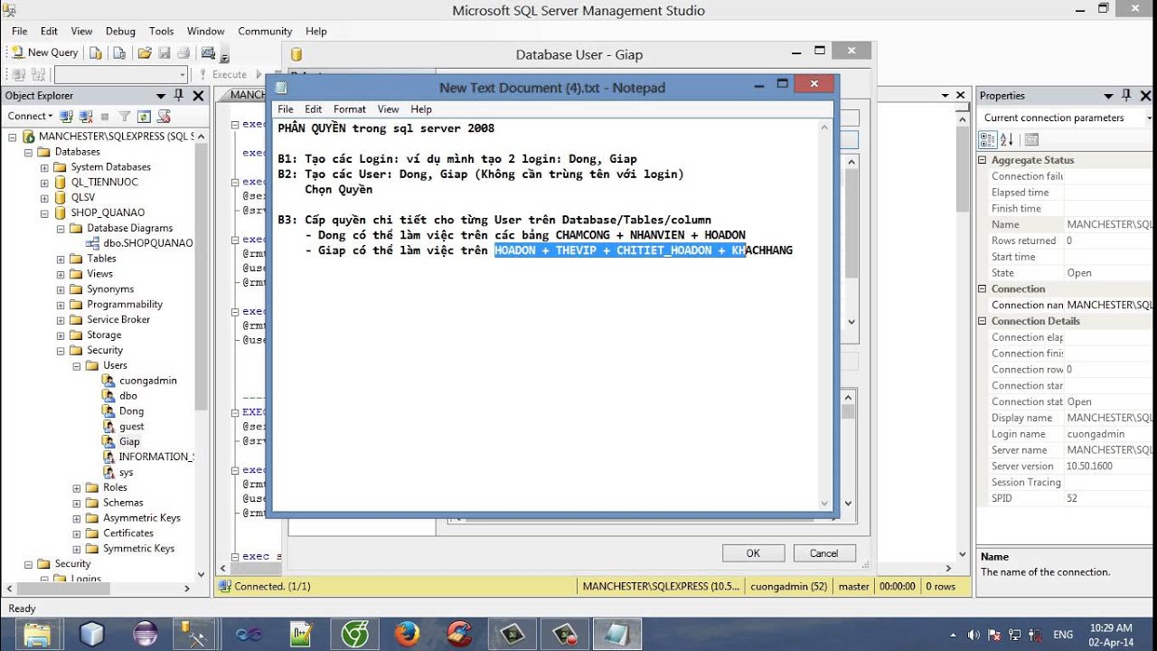 Phân quyền trong SQL Server 2008 - YouTube