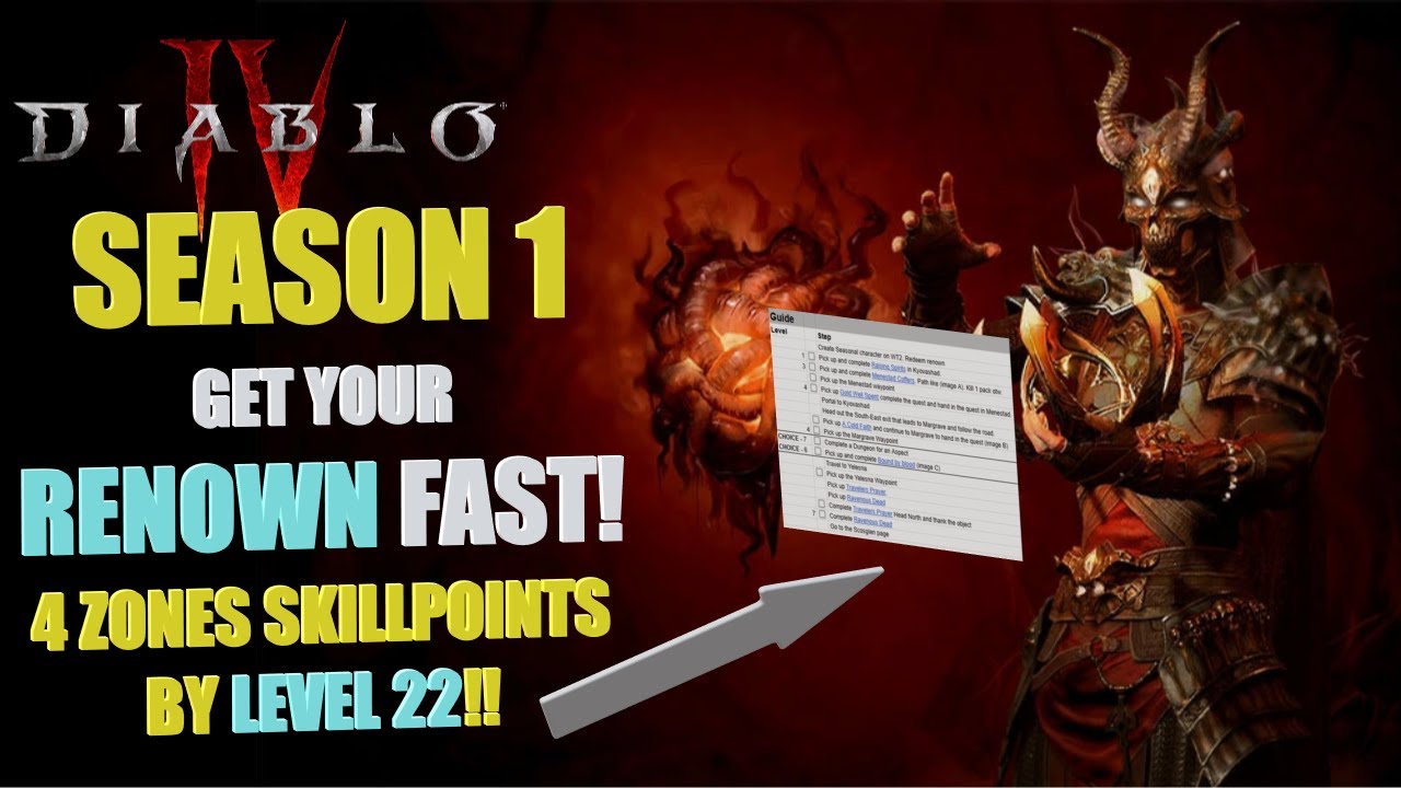UPDATED!!! INSANE DIABLO 4 LEVELING AND RENOWN GUIDE FOR SEASON 1 - ALL ...