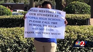 Calls, emails roll in for Apopka High after Assistant Principal creates sign seeking mentors