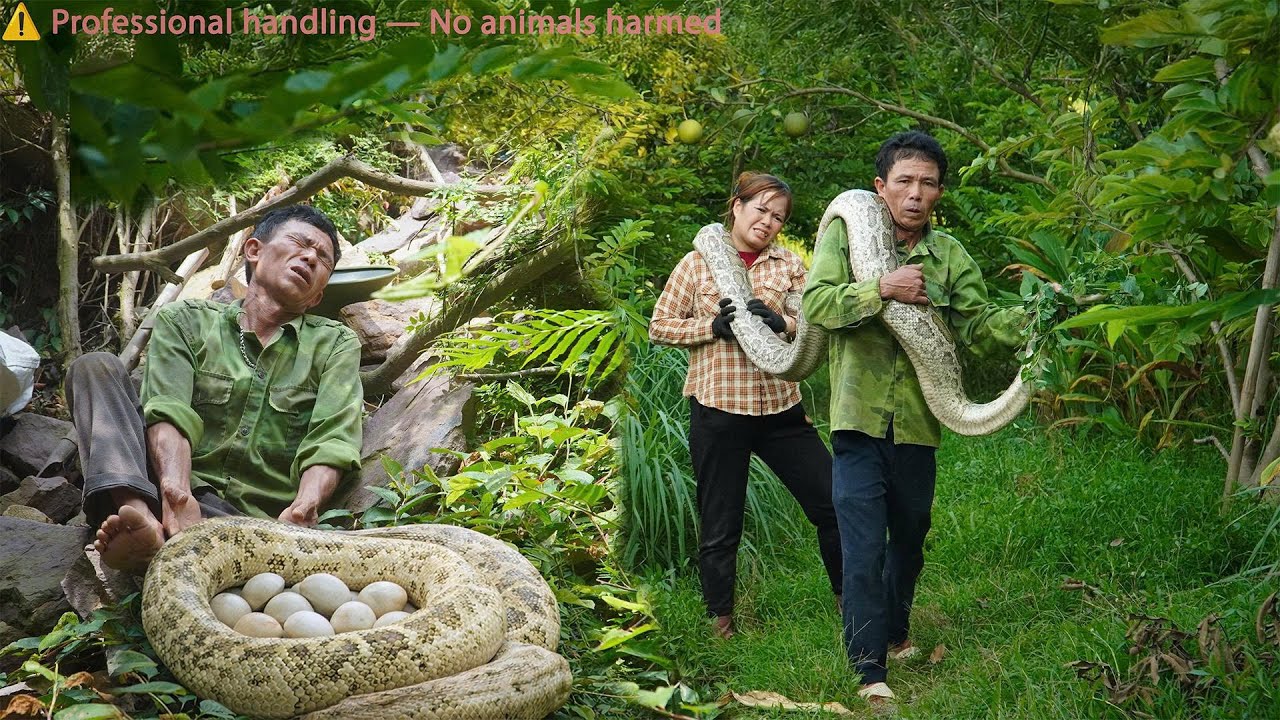 72 Hours on high alert: Giant python break into the farm - The man is in trouble in the forest