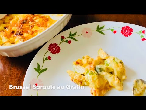 Brussels Sprouts Au Gratin in Air Fryer Recipe | Easy Creamy Cheesy Brussels Sprouts | Keto