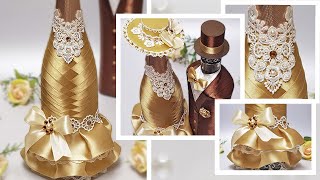 🌹Wedding Anniversary gift for parents or friends👍MK on the decor of the bottle "Lady in Gold"
