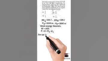 Neet 2025 physics question| The Kinetic energies of two similar cars A and B are 100J and| #neet2026