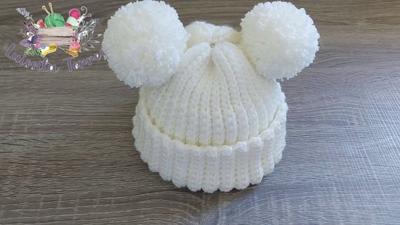 GORRO PARA BEBE A CROCHET POMPONES PASO A PASO - TEJIDO FACIL 0 A 3 MESES YouTube