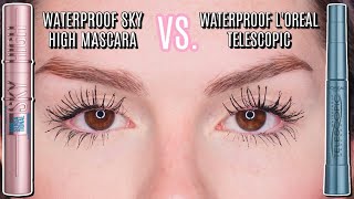 WATERPROOF SKY HIGH MASCARA VS. WATERPROOF L'OREAL TELESCOPIC MASCARA  DRUGSTORE COMPARISON 2021 