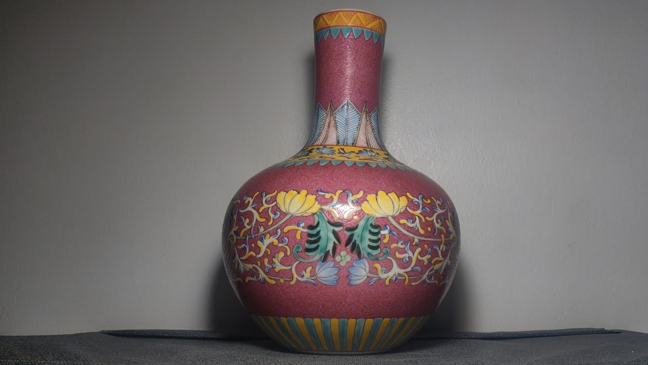 porcelain ceramic stoneware statue vase pottery multicolor floral leaf antique style China character