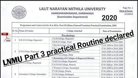 Lnmu part 3 practical exam date and centre list declared 2020