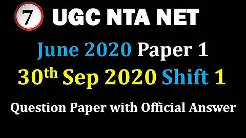 June 2020 NTA NET 30 Sep Shift 1 Question Paper with Official answers