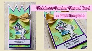Christmas Cracker Shaped Card + FREE template using Peanuts Stamps from Creative Stamping #164