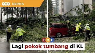 Pokok tumbang hempap kereta di Kuala Lumpur