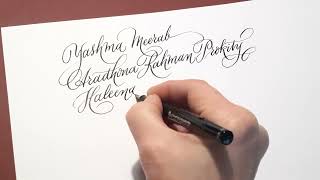 Calligraphy. Writing names.