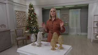 3-Piece Glittered Mercury Glass Pinecones on Pedestals on QVC