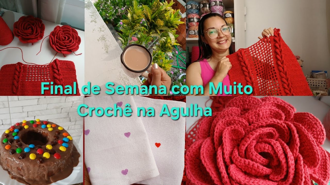Final de Semana com Muito Crochê na Agulha, Produzindo o Trilho Mega Rosa #croche #crocheteiras 