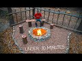 (Time-lapse) FIRE PIT Build in UNDER 10 MINUTES! Off Grid Tiny House Adventures