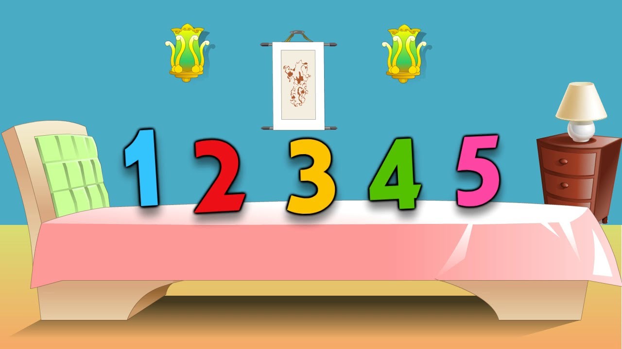 Five Little Numbers Jumping On The Bed Numbers Song For Kids